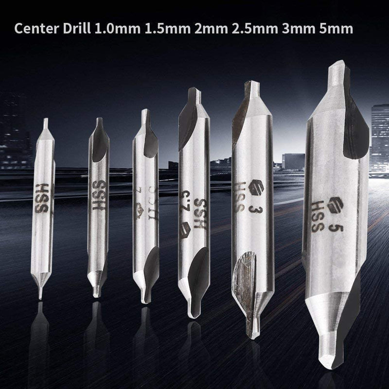 Triton Stainless Steel HSS Countersink Centre Drill Bit Set 60 Degree Angle 1/1.5/2/2.5/3/5 mm for Metal, Lathe Drill Countersink Central Bore Pack of 6