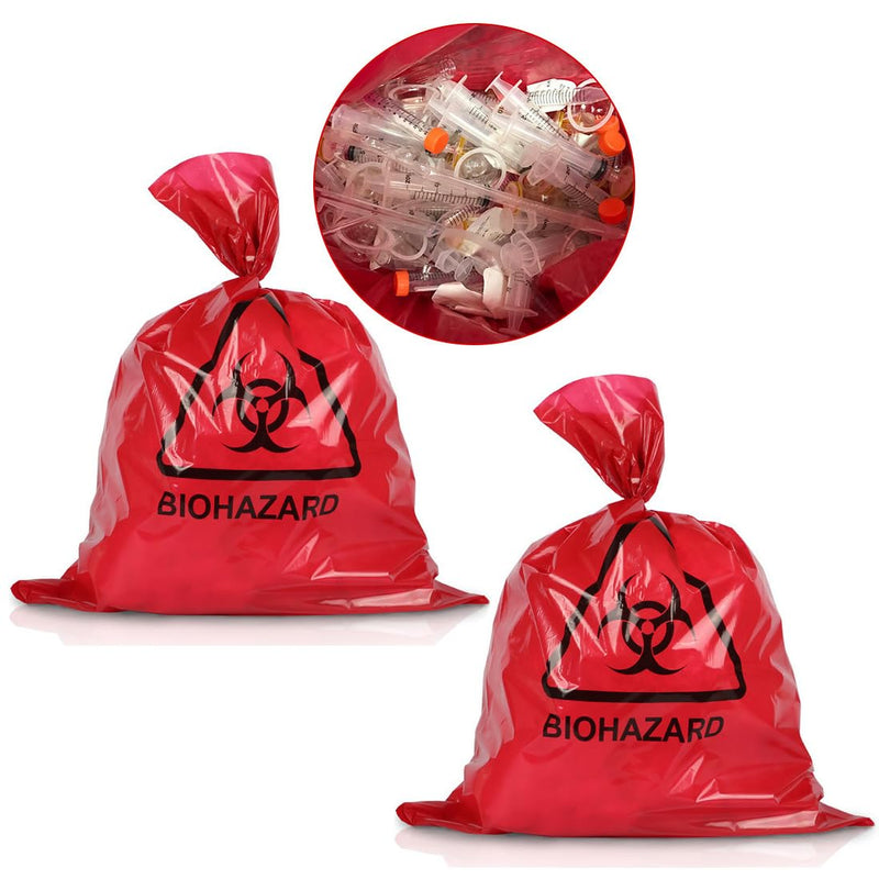 [Australia - AusPower] - 5 Pack Biohazard Bags Heavy Duty Thick Autoclavable Infectious Waste Bag Red Polypropylene Puncture Resistant 20 Gallon Biohazard Safety Bags Disposable Laboratory Sample Specimen Bag 