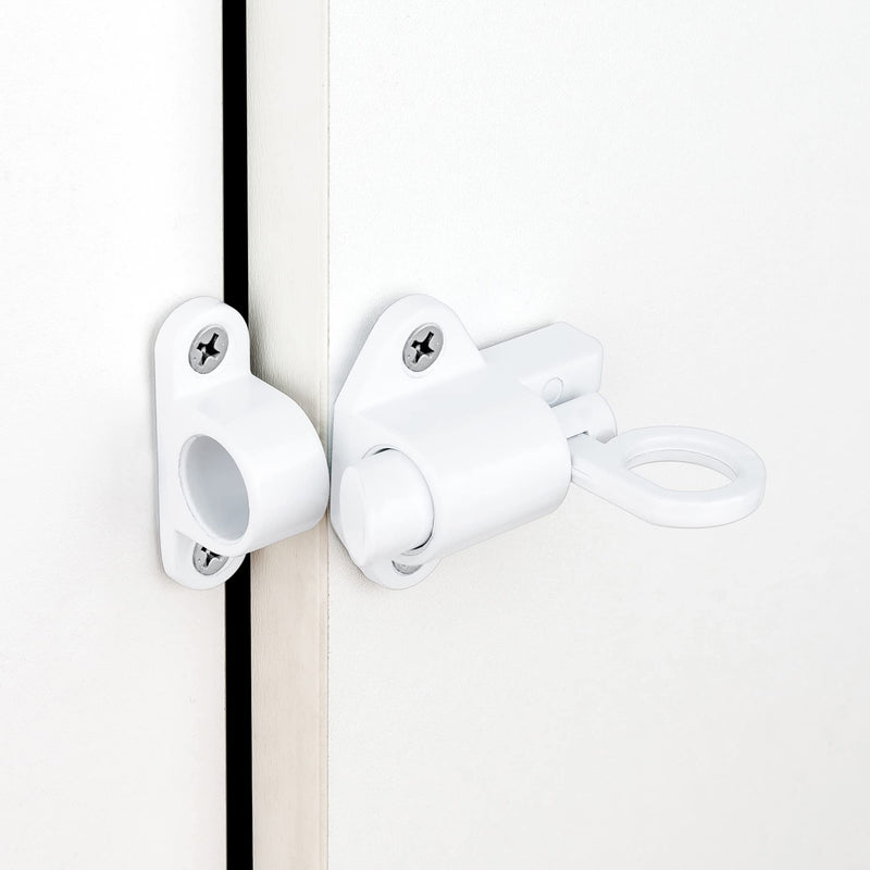 INIRET 10 Packs Self-Closing Latches，White Spring Door Lock，Resilient Bolt Latch Aluminum Alloy Safety Automatic Spring Barrel Door Lock with Screws，Used for Wooden Door，Wooden Window and Cabinet etc White