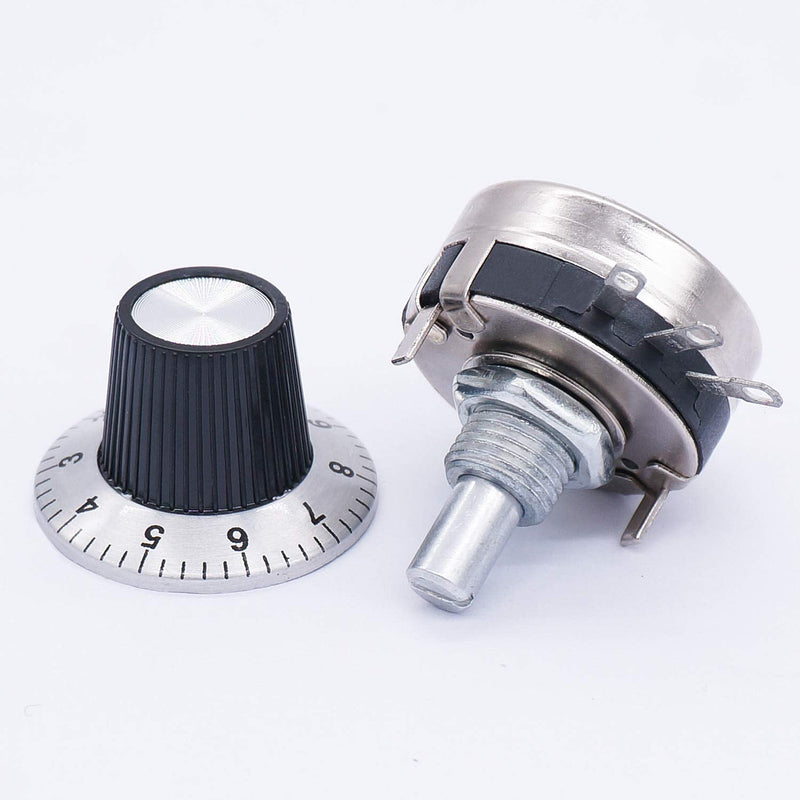 [Australia - AusPower] - TWTADE / 2pcs Single Turn Rotary Carbon Linear Variable Potentiometer + 2pcs Knob WTH118-2W 10K Ohm 