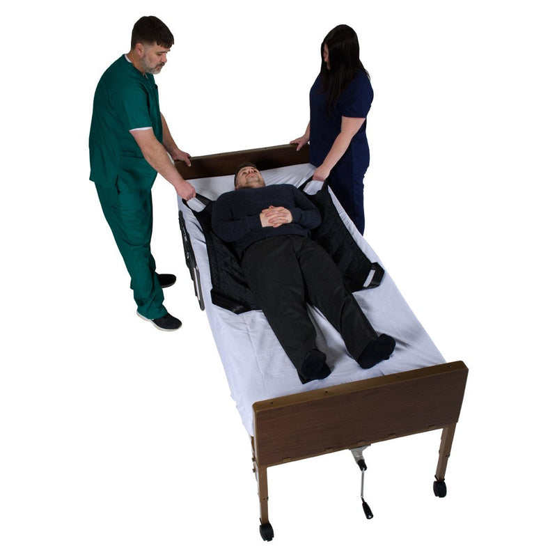 Patient Aid Positioning Sheet with Handles (PA45057) for Moving and Turning Patients in Bed, with 3-Layer Nylon Fabric for Comfort and Protection, 6 Ergonomic Straps for Fast and Safe Repositioning 57" x 40"