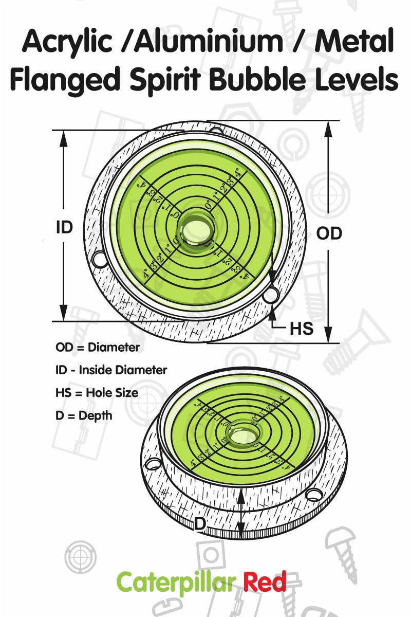 [Australia - AusPower] - Large Flanged Metal Circular Angle Spirit Bubble Degree Level (Green aqueous) 71mm Diameter with Degree Marking, (2 51/64 in) 