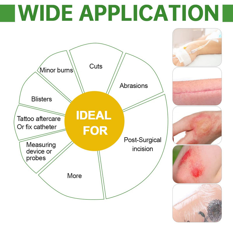 [Australia - AusPower] - Transparent Film Dressing 4'' x 4.75'', 50 Packs, Waterproof Wound Cover Bandage, Post Surgical Shower or Tattoo Aftercare Bandage, IV Shield, Transparent Adhesive Patch 4x4 3/4 