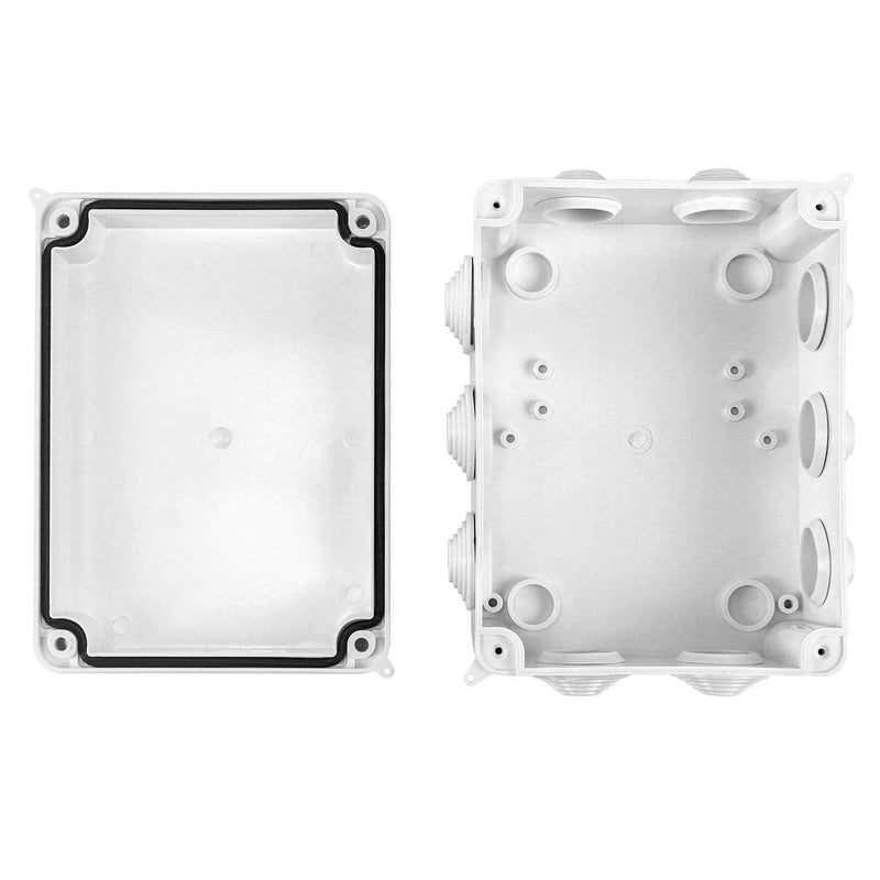 QWORK Surface-Mounted Junction Box, Junction Box, Waterproof, Dustproof, IP65, ABS Plastic, Universal Electric Project Enclosure, White, 150 x 110 x 70 mm