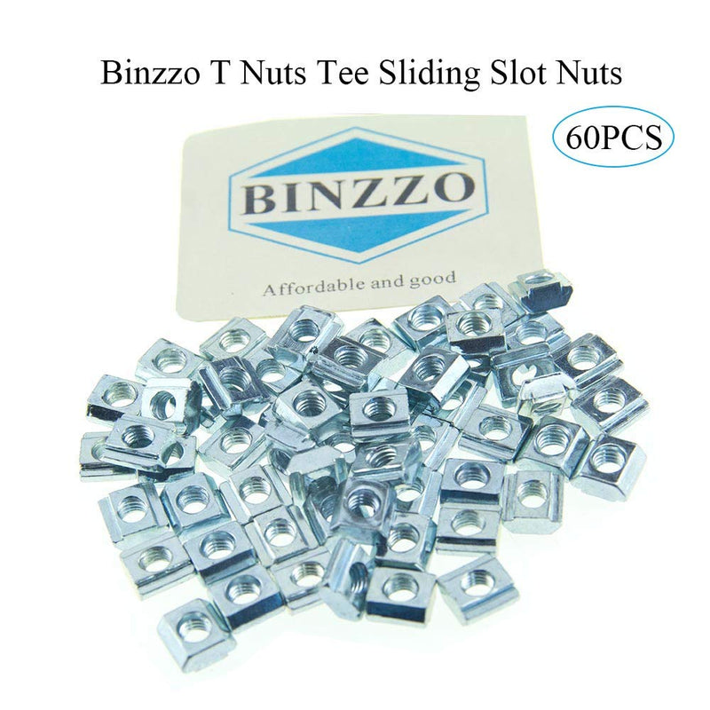 [Australia - AusPower] - T Nuts Tee Sliding Slot Nuts 20 Series M5 Threaded Slide in Pre-Assembly for 20x20 Aluminum Extrusions Frame with Profile 2020 Sereis 6mm Slot for CNC Router Build Rail 3D Printer 60pcs 20Series M5-60Pack 