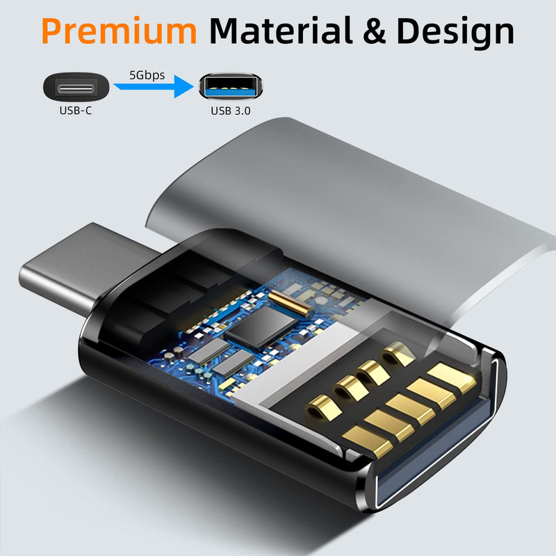 [Australia - AusPower] - Temdan USB to USB C Adapter 4 Pack,【2*Type C Female to A Male Charger Converter】&【2*USB C Male to USB Female】 for Apple Watch Ultra 8 9,iPhone 15 Pro Max 14 13 12,AirPods,OTG Adapt USB to USB C-Black Black 