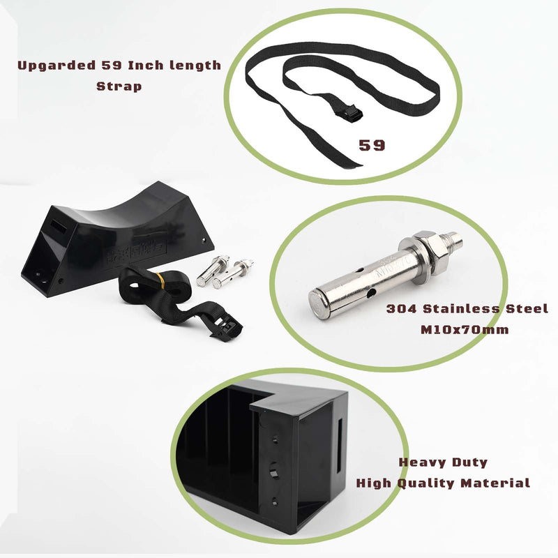 [Australia - AusPower] - Cylinder Wall Mounted Bracket Heavy Duty Nitrogen Tank Holder Propane Tank Holder Bracket with 59 Inch Safety Strap & SUS 304 Installation Expansion Screws(Black) Black 