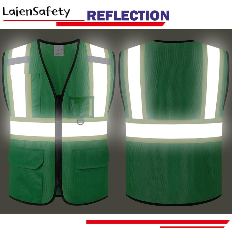 Hi Vis Reflective Safety Vest for Men Women with Multiple Pockets High Visibility Mesh Construction Work Vest,Meets ANSI/ISEA Standards(EK1-178-Green-3XL) Green 3X-Large 1