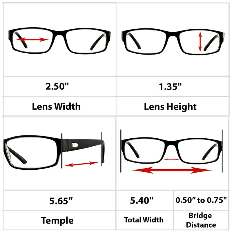 [Australia - AusPower] - TruVision Readers 9504H Reading Glasses 4 Men & Women 1/3 Pk 04h-3 Black 2.5 x 