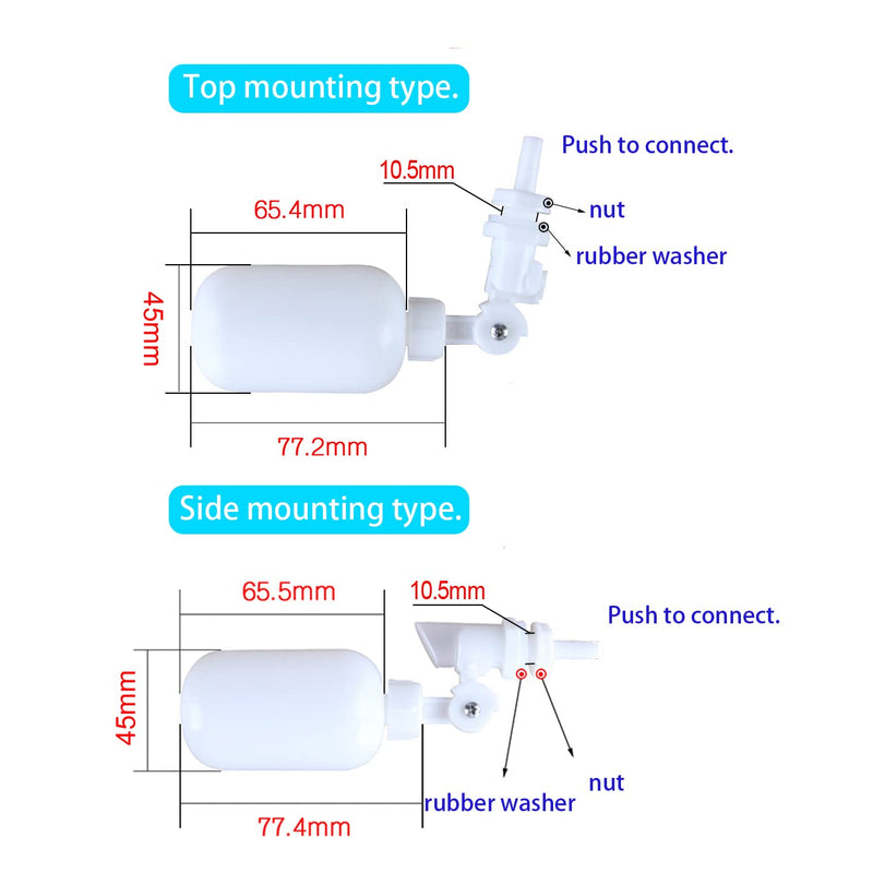ESHIONG NSF Certified 1/4" O.D. Push to Connect Fittings for RO (Reverse Osmosis) Water Filter（with water float ball valve）19 pcs+30 feet 1/4" Water tubing. 1/4" Float Ball Valve Kit
