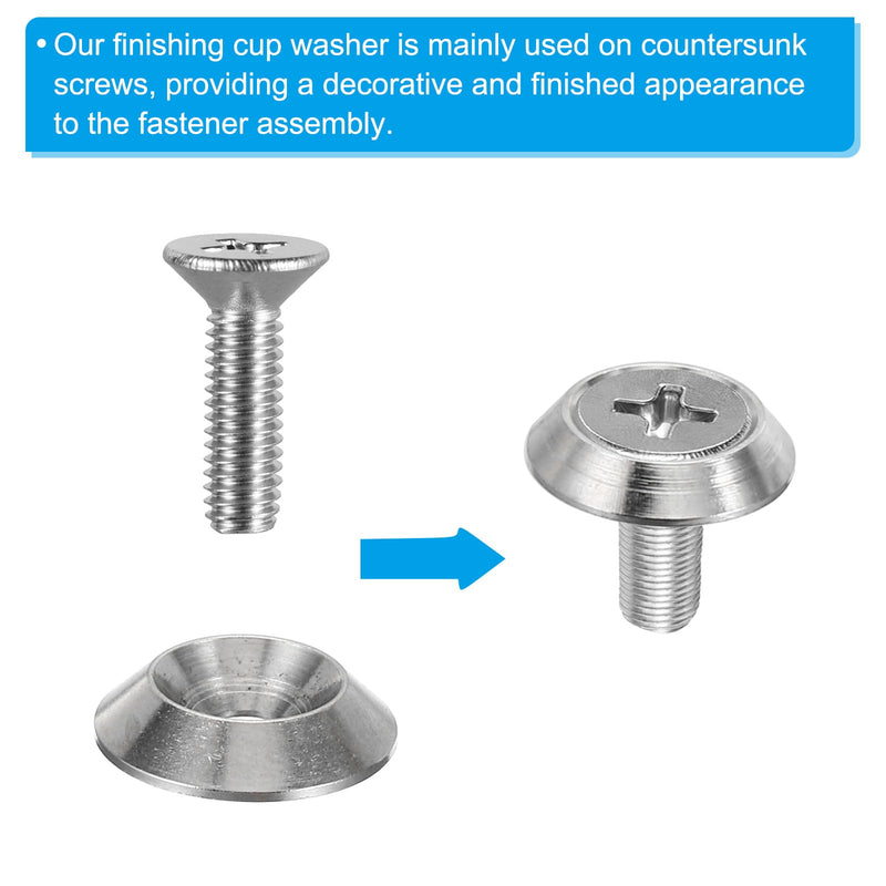 [Australia - AusPower] - PATIKIL M6 Finish Countersunk Washer, 10pcs 15mm Dia. 2.8mm Tall Solid 304 Stainless Steel CNC Finish Cup Washer Screw Head Gasket for Industrial Construction 10 M6 x15mm x 2.8mm 