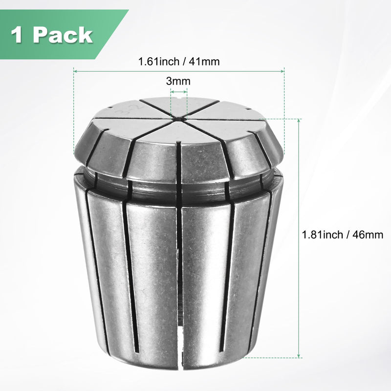 [Australia - AusPower] - ER32 Spring Collet, 40Cr Steel Spring Collet Chuck 3mm Clamping Diameter for CNC Engraving Machine/Lathe Milling Tool [Silver,1.8x1.6"/ 46x41mm] 