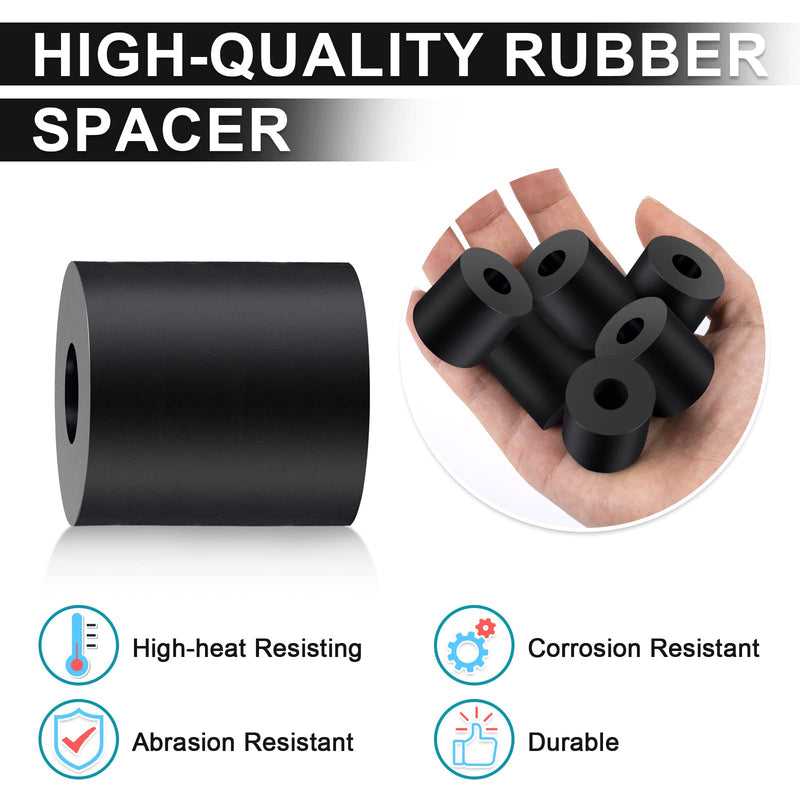[Australia - AusPower] - Rubber Spacer 1 Inch OD x 3/8 Inch ID x 1 Inch Thickness Rubber Bushing Round Thick Washers Spacers Anti Vibration Neoprene Rubber Cylinder with Hole for Home Hardware Car Accessories - 6 Pcs 