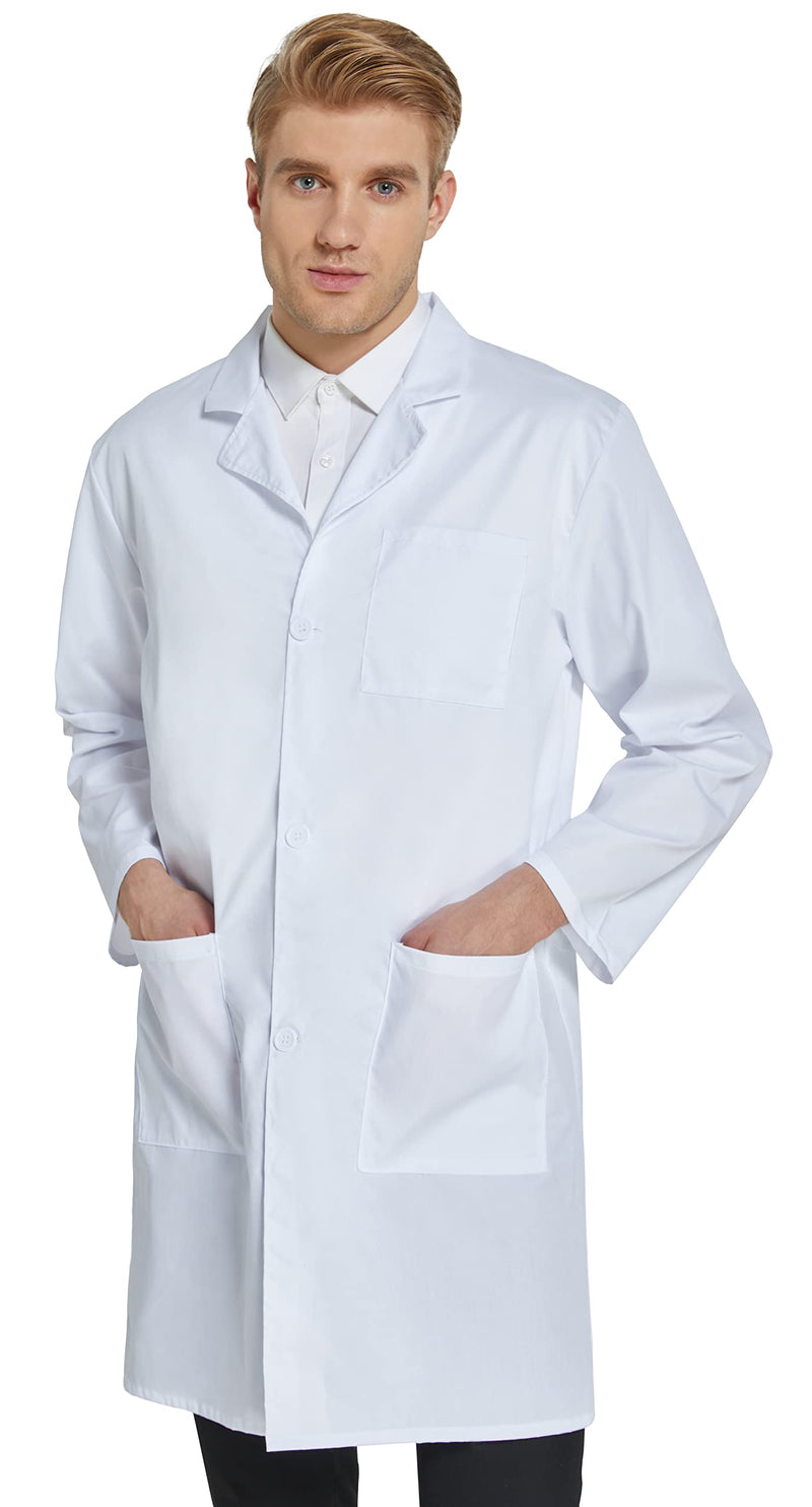 [Australia - AusPower] - Professional Lab Coat for Men Women Long Sleeve, White, Unisex Large 