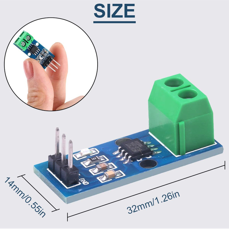 [Australia - AusPower] - 5 Pcs ACS712 5A Range Current Sensor Module Chip ACS712ELC-05B Hall Current Sensor Current Measuring Module with Dupont Cable for Arduino 