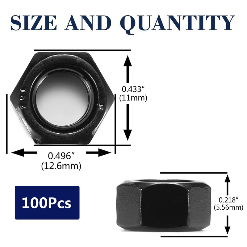[Australia - AusPower] - 1/4-20 Hex Nuts 100Pcs 304 Stainless Steel 18-8, Full Thread, Hex Drive, Bright Finish, Black Oxide by SG TZH 100 1/4-20 