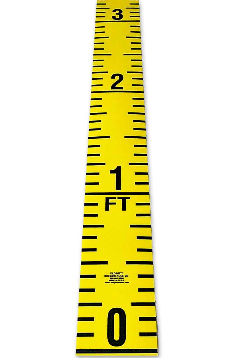 Floor Tape – Adhesive Backed – 4 Inch Wide X 12.5 Foot Long – Vertical Up – Fractional – 1” Grads – Yellow – 2 Pieces