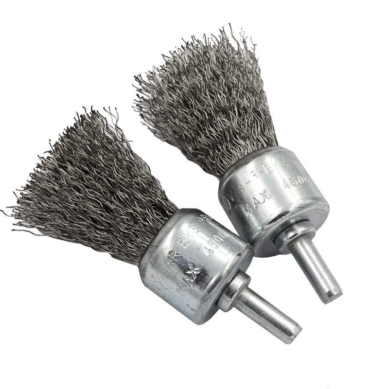 5 Packs 1 inch (25mm) Stainless Steel Wire Knot End Cup Brush with 1/4 inch Round Shank for Drill Not for Die Grinder 1.0" 5packs