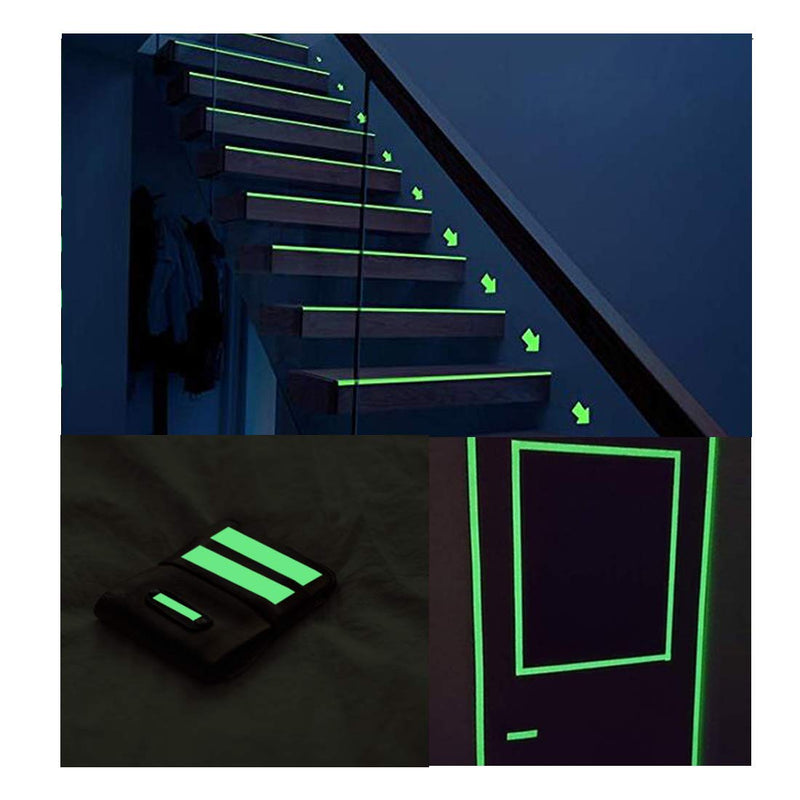 32.8 ft x 1 inch Glow in The Dark Tape - Luminescent Emergency Roll/Luminous Photoluminescent Safety Egress Markers Stairs, Walls, Steps, exit Sign.
