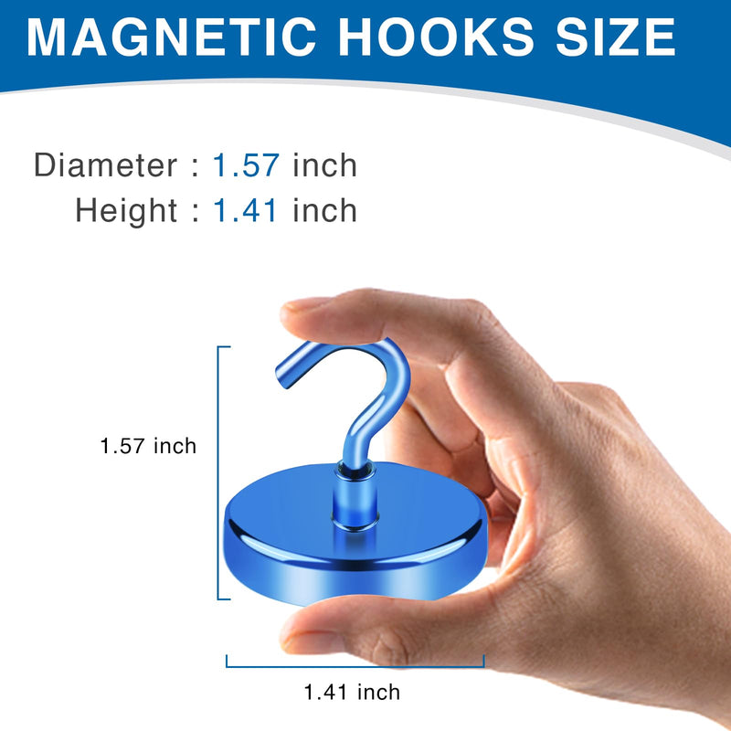 [Australia - AusPower] - LOVIMAG Magnetic Hooks for Cruise Cabins, 150Lbs Cruise Magnets, Blue Magnetic Hooks Heavy Duty for Hanging, Refrigerator, Grill-4 Pack 