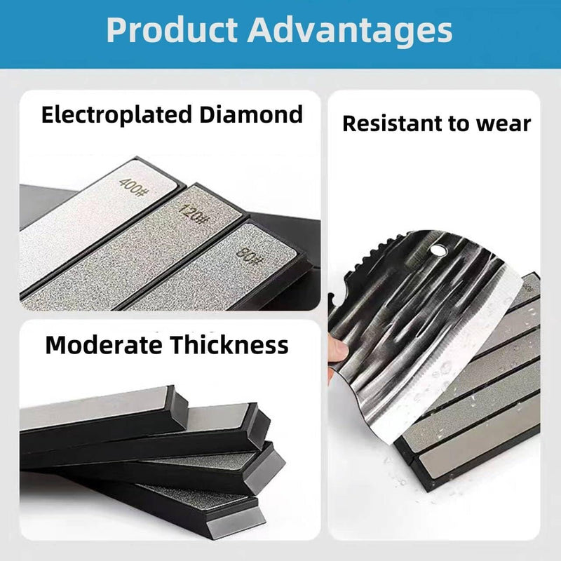 [Australia - AusPower] - 9 Pcs Diamond Knife Sharpening Stone Set, Professional Diamond Whetstone Set with Base for Ruixin Sharpener (SET-B) SET-D 