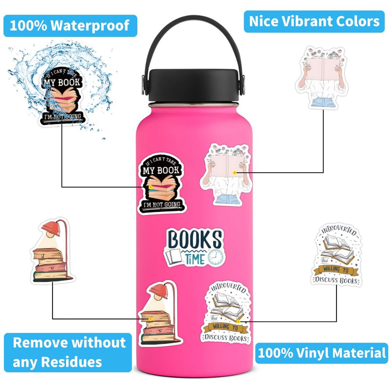 [Australia - AusPower] - 103PCS Bookish Stickers,Book Stickers for Kindle,Laptop Computer Phone Water Bottle Waterproof Stickers Book Lover Gift 