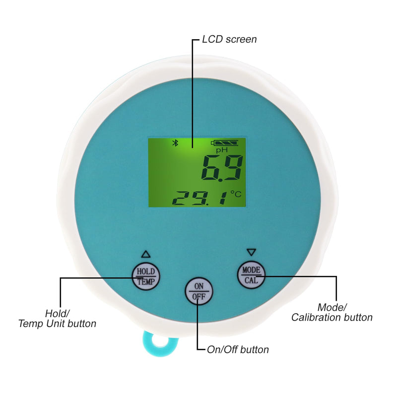 [Australia - AusPower] - Bluetooth Swimming Pool Water Tester 6-in-1 EC/Salinity/pH/ORP/Temperature/Chlorine Meter, Wireless Floating Smart Pool Monitor Water Tester for Pools, Hot Tubs, & Swim Spas 
