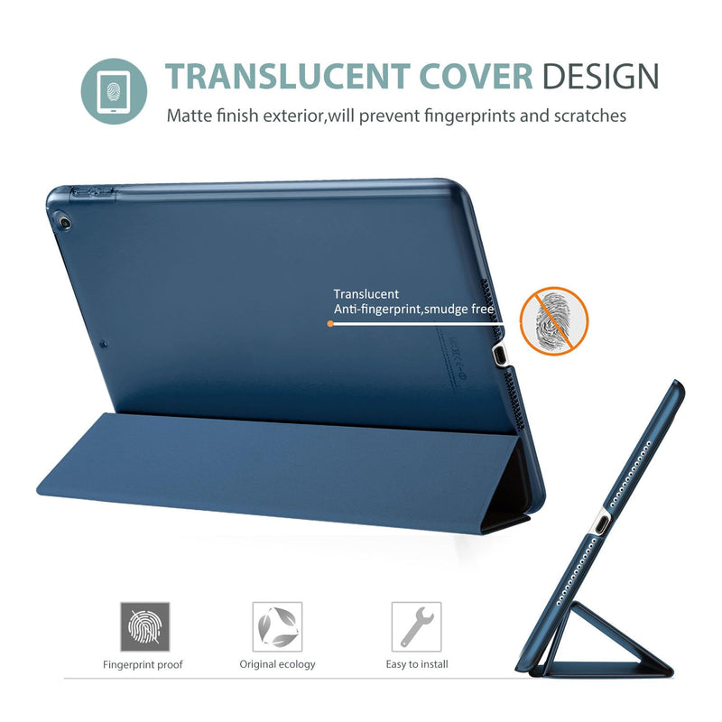 [Australia - AusPower] - for iPad 9.7 Inch Case iPad 6th/5th Generation Case 2018 2017(Model: A1893 A1954 A1822 A1823), Ultra Slim Lightweight Stand Case with Translucent Frosted Back Smart Cover -Navy Navy 