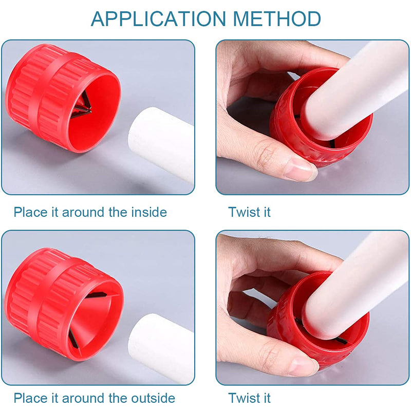 [Australia - AusPower] - 2 Pieces Red Inner-Outer Reamer Pipe and Tube Deburring Reamer Tubing Chamfer Tool for PVC/PPR/Copper/Brass/Aluminum Tubes(3/16-inch to 1-1/4-inch) 2 Red 