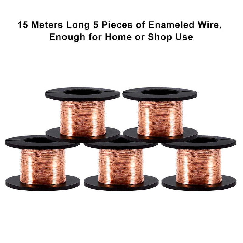 AWG 0.1mm Magnet Wire - Enameled Copper Wire - Enameled Magnet Winding Wire,Wire Length 15m Soldering Wire