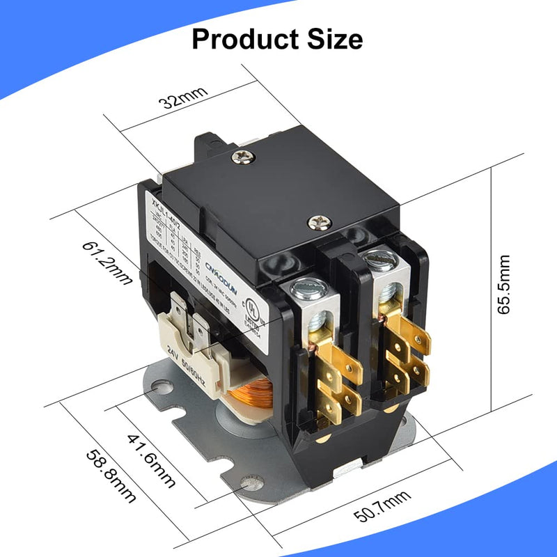 [Australia - AusPower] - HVAC Contactor Air Conditioner Contactor 2 Pole 40 Amp 24V Coil Compatible with Condenser,Compressor,Air Conditioner,Refrigeration Systems,Heat Pump 2P 40A 24V 