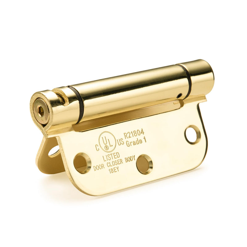 [Australia - AusPower] - Sophia Self-Closing Door Hinge 3.5 Inch Rounded 5/8 Radius Interior, Spring Loaded Hinge Adjustable Tension for Garage Residential Standard Bedroom Indoor Doors, 2 Pack, Polished Brass 