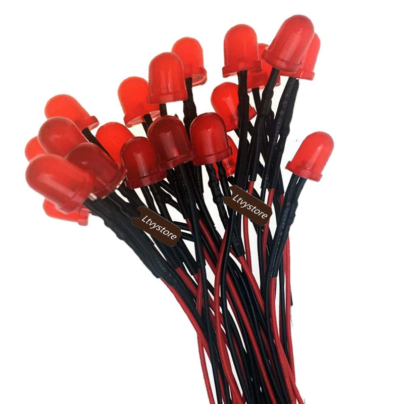 [Australia - AusPower] - 8MM 24V Red LED Pre Wired Prewired 7.87 Inch Lamp Light Bulb Prewired Emitting Diode & Black 8MM LED Plastic Clip Holder Display Panel 