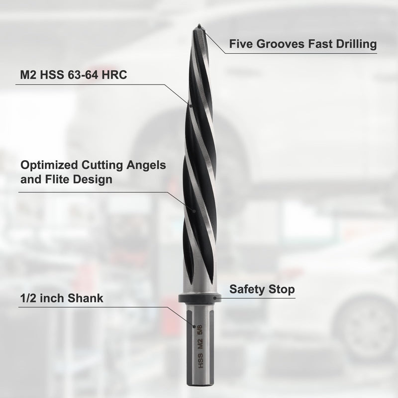 [Australia - AusPower] - Rocaris 5/8" M2 HSS Taper Chucking Reamer Drill Bit, Taper Reamer Drill Bit for Steel, Alloy, Aluminum, Wood, Plastic 5/8" 1 