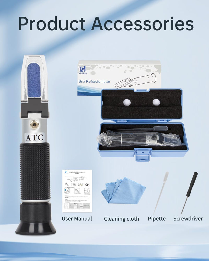 [Australia - AusPower] - LOHAND Brix Refractometer with Automatic Temperature Compensation(ATC), Precision Measuring Sugar Content for Wine/Fruit/Drink, Sugar Refractometer, Range:0-32% 0-32%Brix 