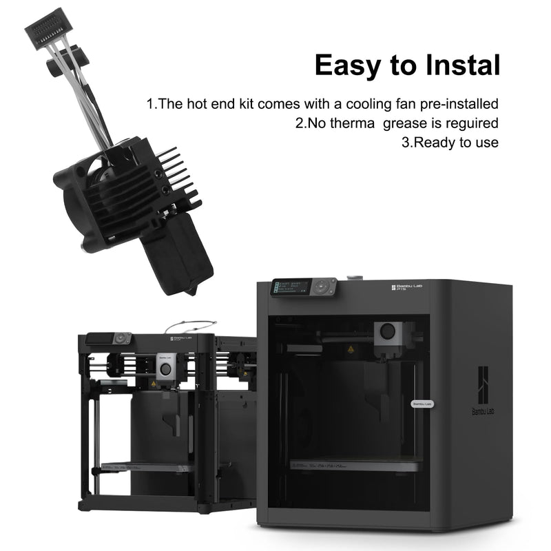 Bamboo Lab P1P, P1S Hotend Complete Kit for P1 Series 3D Printer, Full Assembly Hardened Steel Hot End with Fan, Thermistor, Ceramic Heater, 0.4mm Nozzle, and Extruder Heating Block Replacement