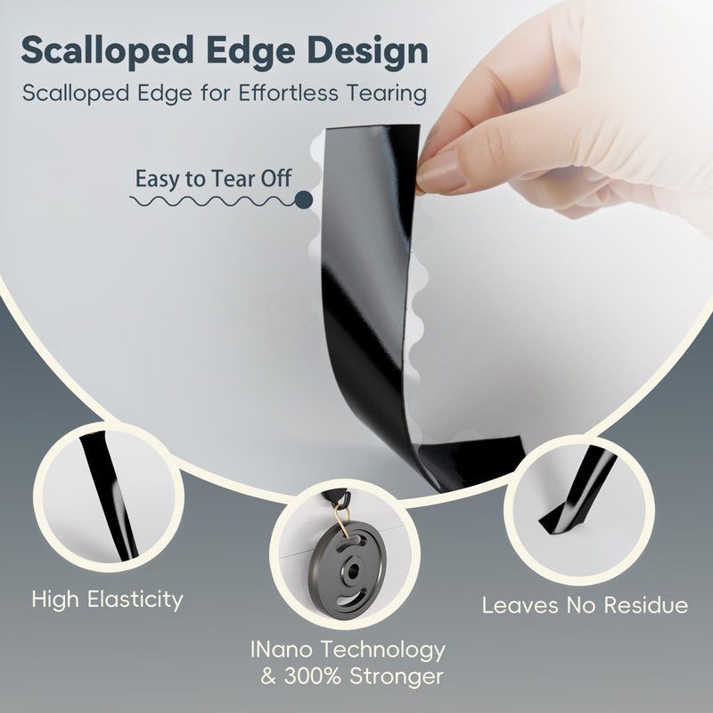 zvp Double Sided Nano Tape, Removable Heavy Duty Mounting Foam Tape, Adhesive Tape for Wall, Carpet, Poster and Picture Hanging Strips (Black, 1.15 * 197 in) Black 1.15*197 IN