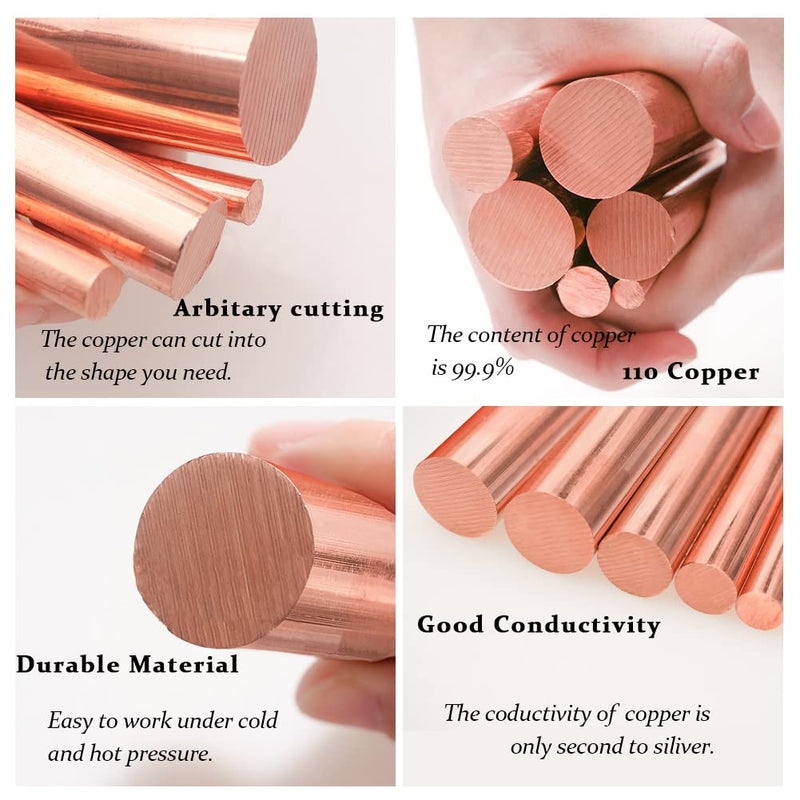 1Pcs Pure Copper Round Rod 3/4"(20mm) Dia 7.87" Length Bare Copper Cu Metal Rod for Metal Craft Hobbies 3/4" Dia 8"Length
