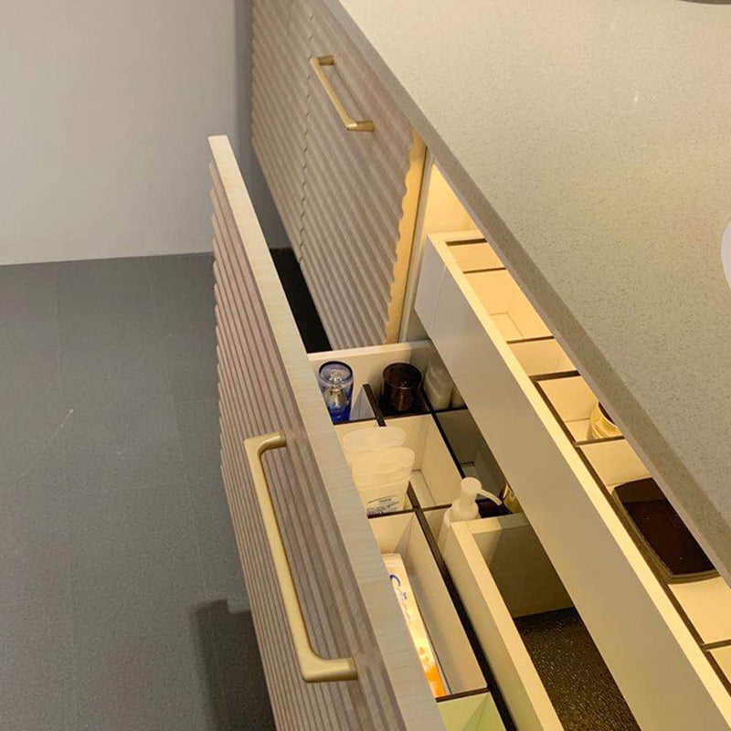4 Pack Gold Cabinet Drawer Pulls, Brushed Gold Pulls Handles for Dresser Drawers Bathroom Cabinet Hardware 192mm 7-1/2"(192mm） Gold-4Pack