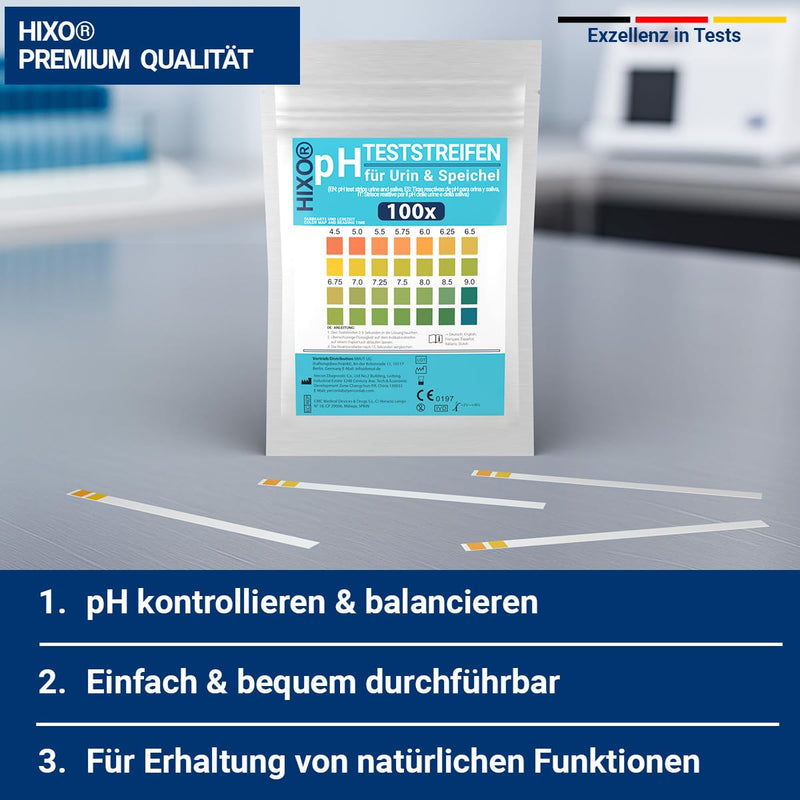 [Australia - AusPower] - HIXO 100 x pH Test Strips for Urine & Saliva - Measure pH 4.5-9.0 - pH Paper for Diet & Health - Acid Base Balance Determination 