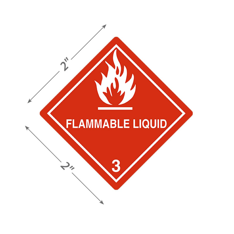 SmartSign (500/Roll) DOT Hazmat Class 3 Flammable Liquid Labels with Symbol - 4" x 4" Diamond, 4 mil Vinyl with Permanent Adhesive, Shipping/Packing/Handling Labels, Red/White