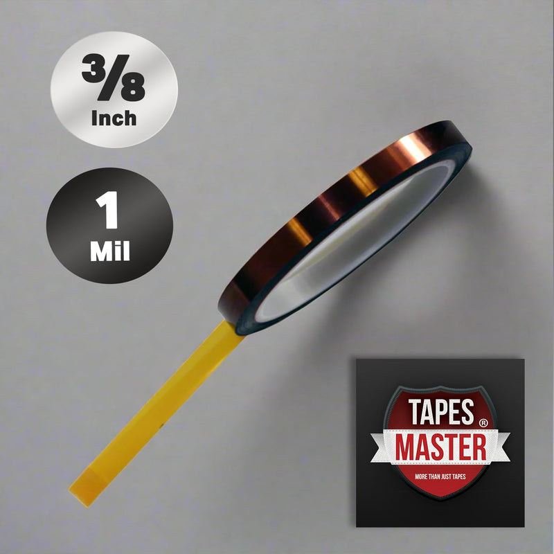 Tapes Master Multi-Size Value Bundle - 3/8" and 1/2" x 36 Yds Kapton Tape 1 Mil Polyimide High Temperature Heat Resistant Heat Transfer Thermal Electrical Insulation Tape