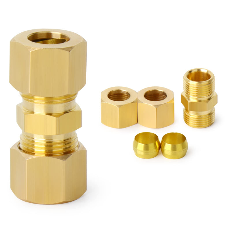 [Australia - AusPower] - Brass Compression Tube Fitting, 3/16" OD x 3/16" OD Compression Union Connector(10-PACK) OD x OD 