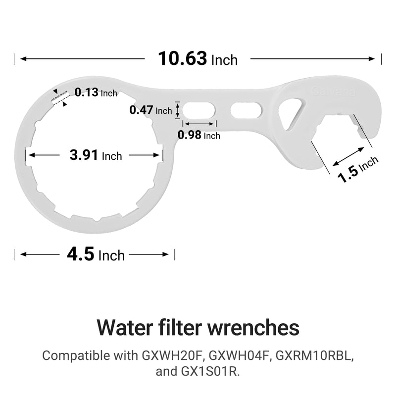 [Australia - AusPower] - 2 Water Filter Wrenches with 6 Durable Rubber O-Rings, Compatible with GE Water Systems GXWH20F, GXWH04F, GXRM10RBL, GX1S01R, Quick Installation & Removal Tool, White GE Water Filter Wrench 