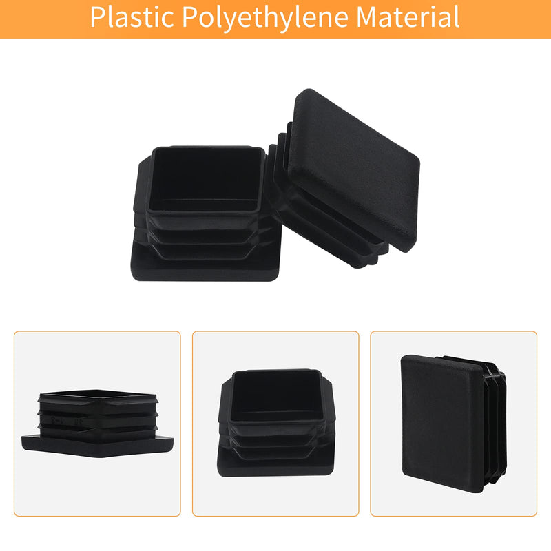 [Australia - AusPower] - 2 Inch 2x2 Square Tube End Cap Plastic Plugs 12 Pack, 2 Inch 2x2 Square Tubing Plug 2x2 Tube End Caps Fence Post Pipe Cap Cover Tubing Insert Chair Glide Finishing Plugs, Black 