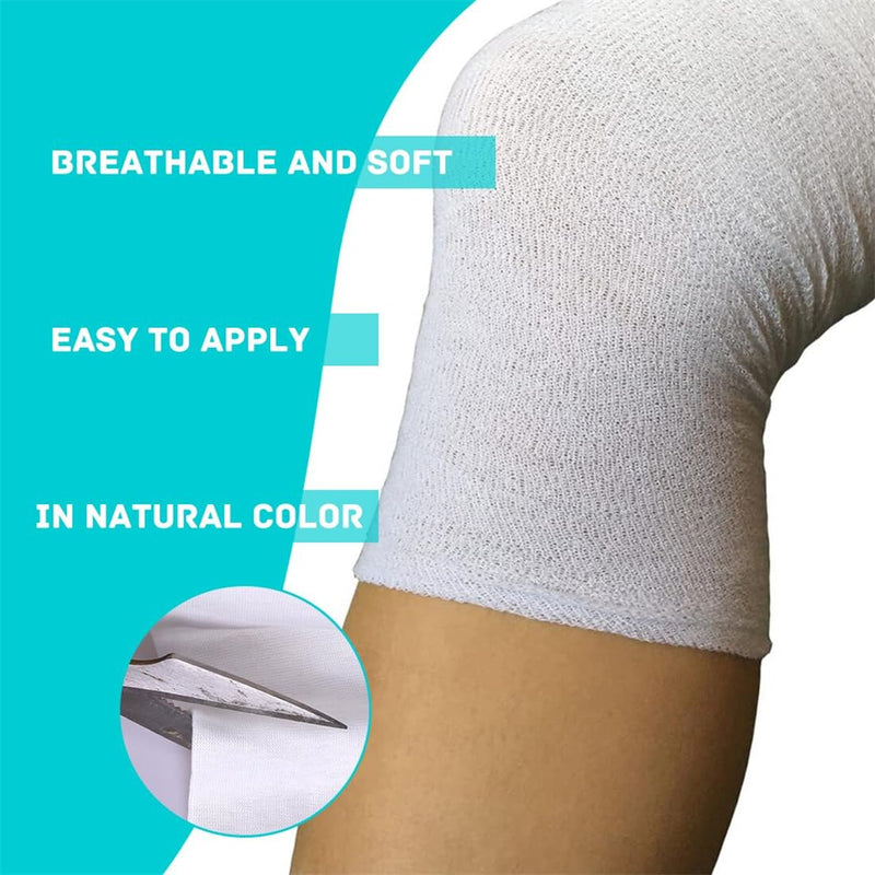 [Australia - AusPower] - Tubular Elastic Bandage Size D Support Bandages Washable Reusable First Aid Gauze Dressing for Arms Lower Legs Sports 7.5CM x 8M 