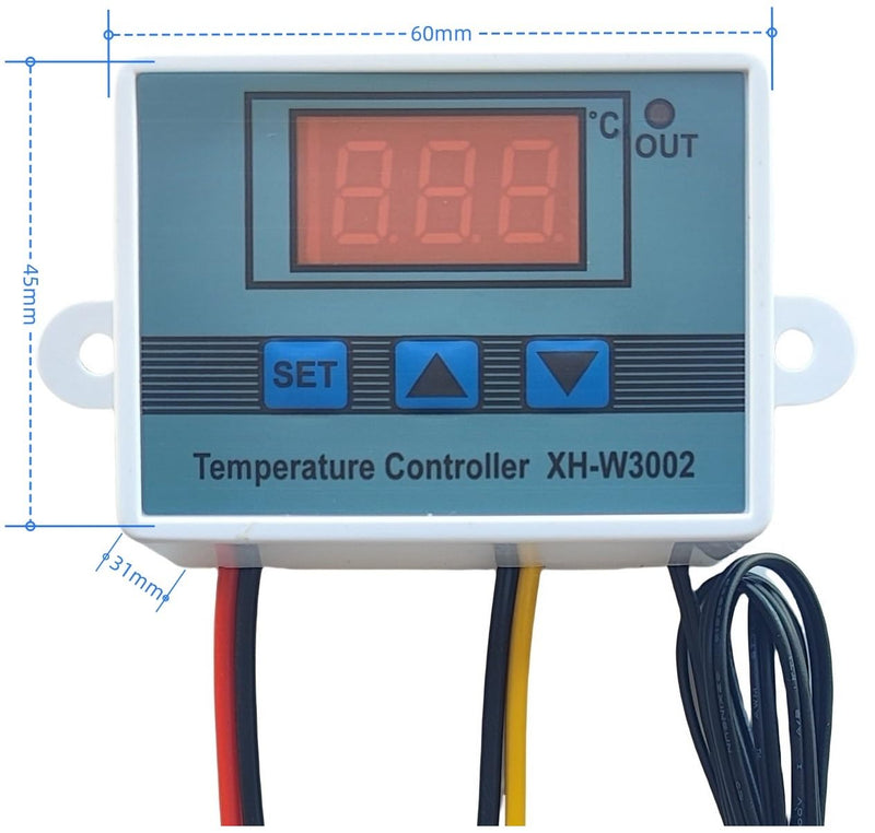 [Australia - AusPower] - 2Pcs 12V Thermostat Switch Controller XH-W3002 DC 12V 120W Temperature Control -50℃ to 110℃ with Waterproof Probe 