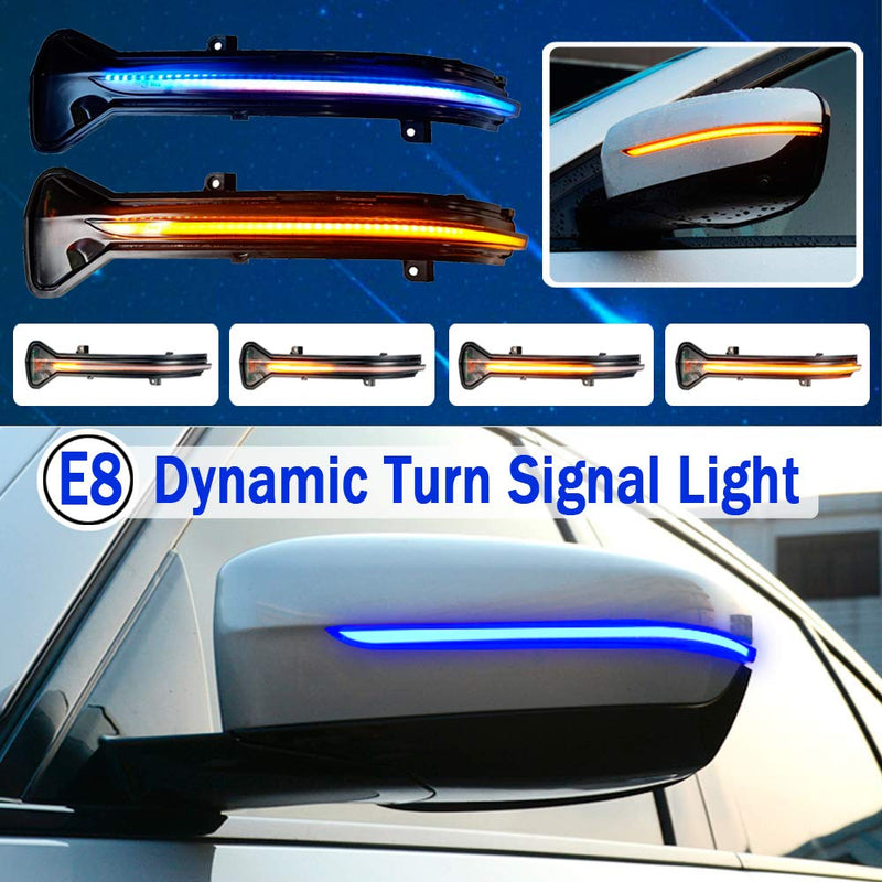 Smoked Lens Dynamic LED Side Mirror Turn Signal Light Indicator For BMW 3 5 6 7 8 Series G11 G12 G14 G15 G16 G20 G30 G38 M5 F90,Left Hand Drive (Blue+Yellow)