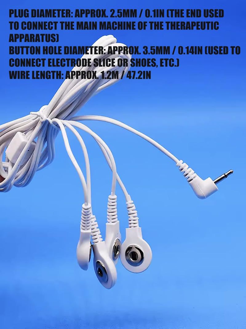 [Australia - AusPower] - Button Electrode Wire Cable, DC 3.5mm Button Electrode Wire Cable Compatible Wires for Digital TENS Massage Machine,Button Type Electrode 2.5mm Plug Wires Cable 1 to 4 (20) 20 