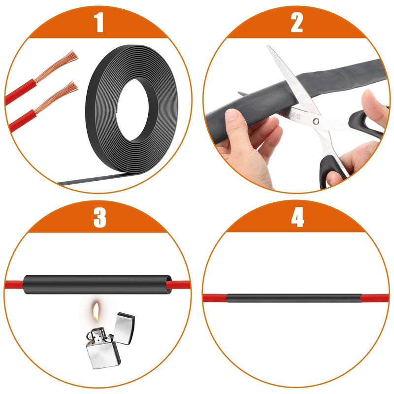 Mbsomnus Heat Shrink Tubing 12mm 4:1 Heat Shrink Tube with Glue (3M) | Waterproof Heat Shrink Tube, Black Heat Shrink Tube, Insulation, Heat Shrink Tube, for Cable Insulation, Repairs Ø12mmx3m